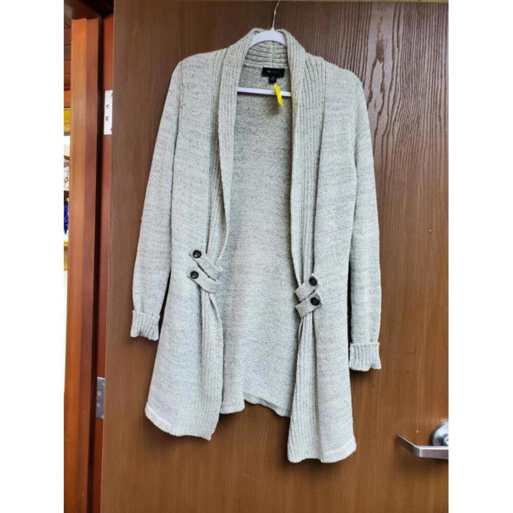 AB Studio Womens,Heathered Lt Gray Open Front Cardigan Size M